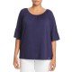 Woman’s Gathered-Sleeve Top (Blue 0X)