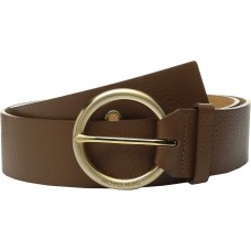 Michael Kors Women’s 50mm Pebble Leather Belt Grommet 7 Holes (Luggage/Gold, M)