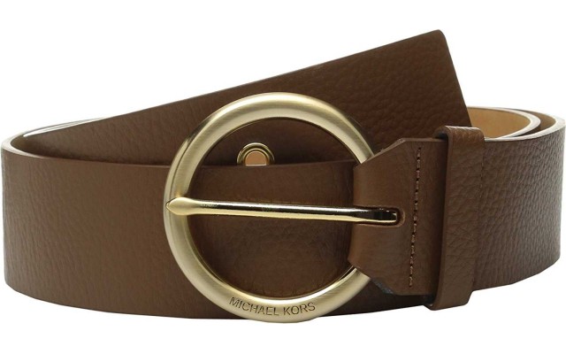  Women’s 50mm Pebble Leather Belt Grommet 7 Holes (Luggage/Gold, M)