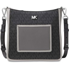 Michael Kors Womens Gloria Pocket Swing Pack Crossbody (Black/Pearl Grey)