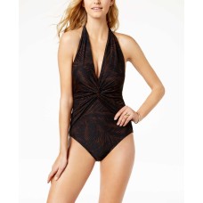 Michael Kors Women’s Halter One Piece Swimsuit (Brown, 8)