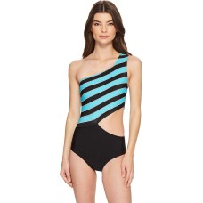 Michael Kors Women’s Striped One-shoulder Cutout One-Piece Swimsuit