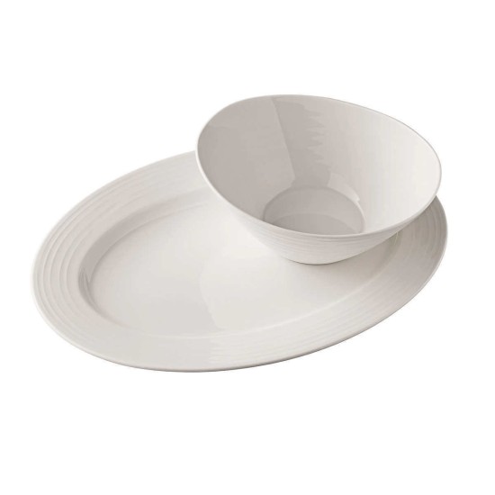  Swirl Bone China Serving Set (2-piece 15.75″ Platter, 8.75″ Bowl)