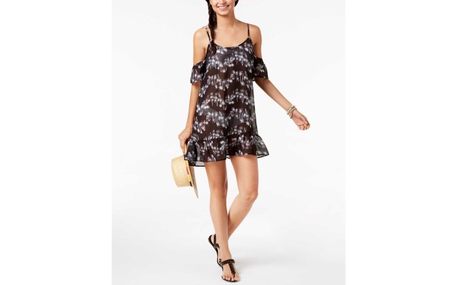  Women's Strappy Cold-Shoulder Cover-Ups Swimsuit