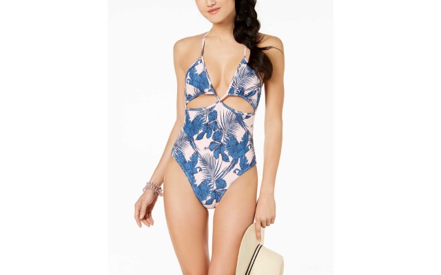  Women’s Hibiscus Island Cutout Cheeky One-Piece Swimsuit
