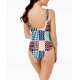  Women's Penelope Tie-Front Cutout Cheeky One-Piece Swimsuit