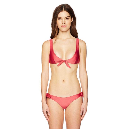  Women’s Reef Tie Front Bikini (Coral, Large)