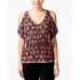  Juniors’ Printed Cold-Shoulder Blouse Shirt Tops