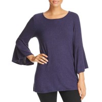 Nally & Millie Bell-Sleeve Fleece Top (Navy, S)