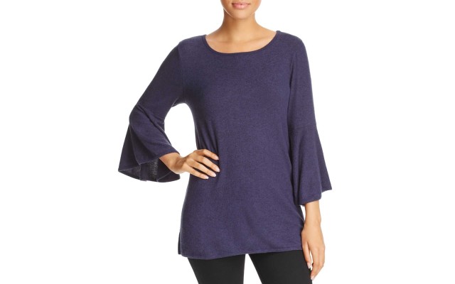 Nally & Millie Bell-Sleeve Fleece Top (Navy, S)