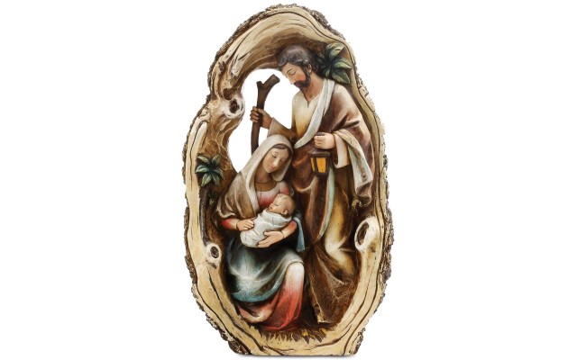  Wood Cut Oval Nativity