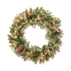 National Tree Company 24″ Dunhill Fir Wreath With 50 Clear Lights