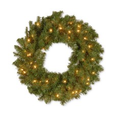 National Tree Kincaid Spruce Wreath with 50 Clear Lights (Green, 24 Inch)