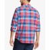  Long Sleeve Classic Fit Plaid Shirt (Melon Berry, L)