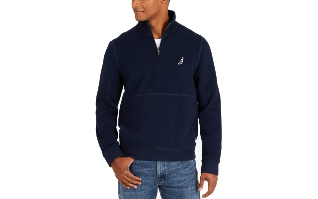  Men’s Big & Tall Quarter-Zip Fleece Pullover (Navy, 1XLT)