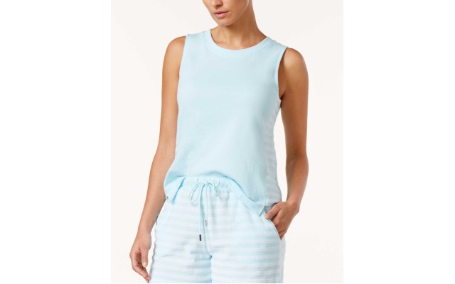  Side-Striped Pajama Top (Blue Stripe, M)