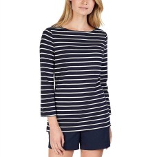 Nautica Women’s 3/4 Cuffed Sleeve Chambray Casual Blouse Pullover Shirt Tops