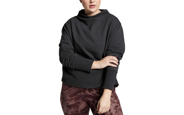  Women’s Plus Size Fleece Funnel-Neck Training Blouse Pullover Shirt Tops
