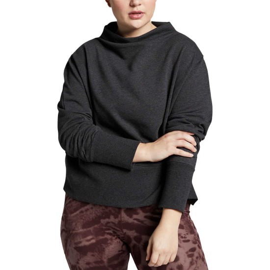 Women’s Plus Size Fleece Funnel-Neck Training Blouse Pullover Shirt Tops