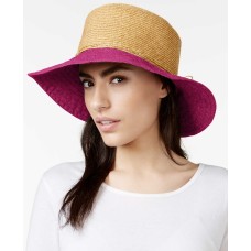 Nine West Canvas and Straw Floppy Hat