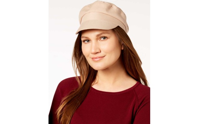  Cotton Canvas Newsboy Cap (One Size, Dark Beige)