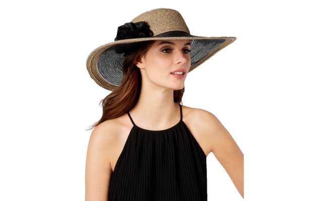  Flower Super-floppy Hat (Brown/Black, One Size)