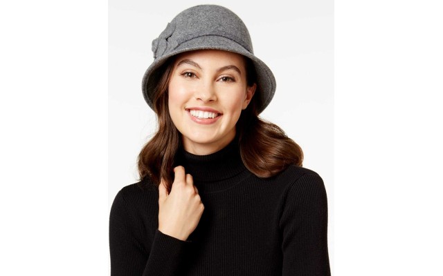  Women's Felt Self Flower Cloche Hats, Gray