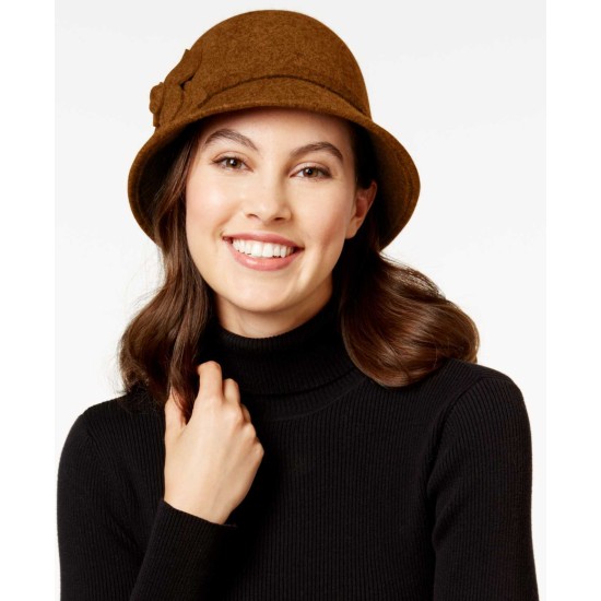  Women's Felt Self Flower Cloche Hats, Brown