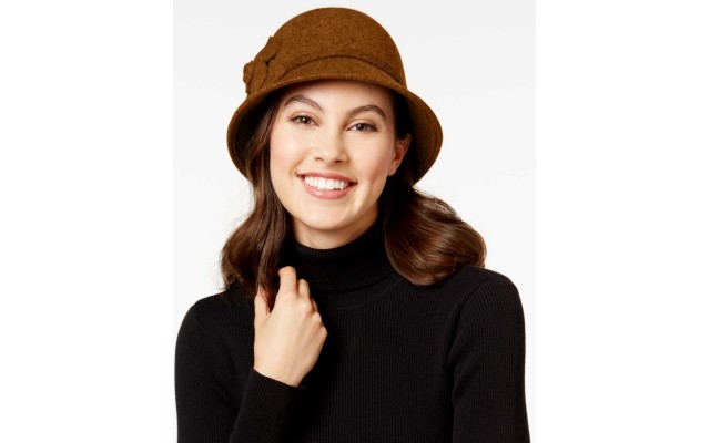  Women's Felt Self Flower Cloche Hats, Brown