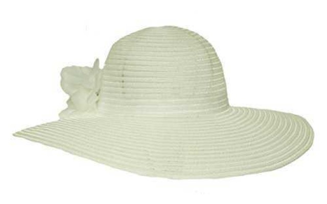  Women's Flower Sheer Floppy Hats, White