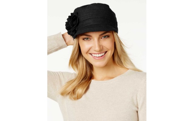  Women's Flowers Workers Caps, Black
