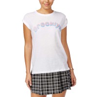 Ntd Girl's Juniors’ Brooklyn Graphic T-Shirts, White, X-Large