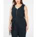  Plus and Petite  Metallic Jumpsuit (Black/Turquoise, 2X)