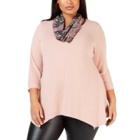 Ny Collection Women’s Plus Size Handkerchief-Hem Top & Printed Scarfs