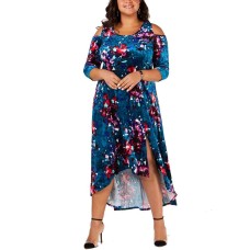 NY Collection Women's Plus Size Printed Cold-Shoulder Dresses