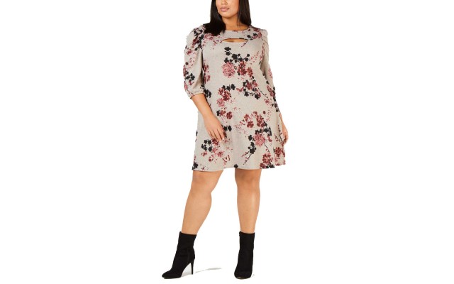  Women’s Plus Size Printed Puff-Sleeve Dresses