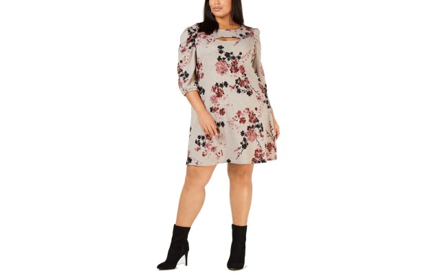  Women’s Plus Size Printed Puff-Sleeve Dresses