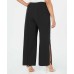  Women’s Split-Leg Belted Pants (Black, 3X)