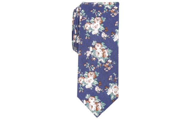  Men’s Babcock Floral Skinny Tie (Navy)
