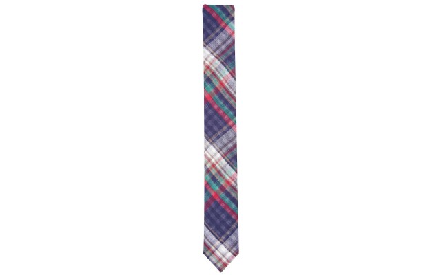  Men’s Beale Skinny Plaid Tie (Black)