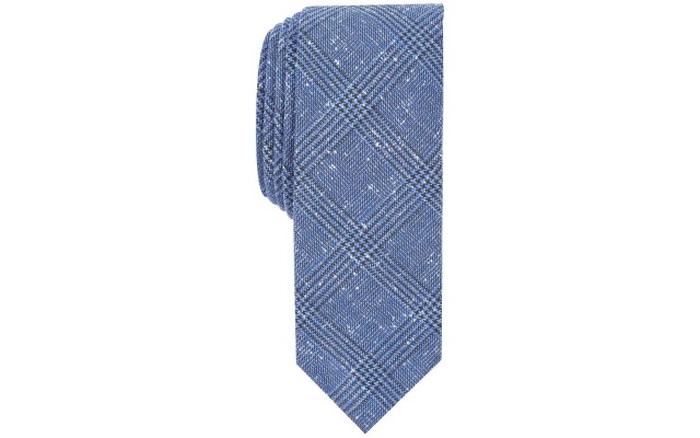   Men’s Dez Plaid Skinny Tie (Navy)