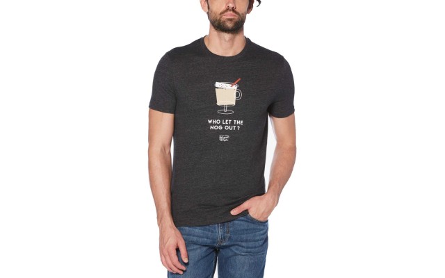 Men’s Egg Nog Graphic T-Shirt (Black, M)