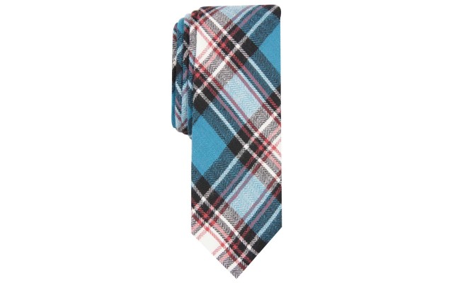  Men’s Ellering Skinny Plaid Tie (Teal)