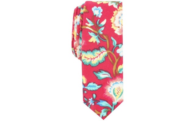  Men’s Gordon Paisley Skinny Tie (Red)