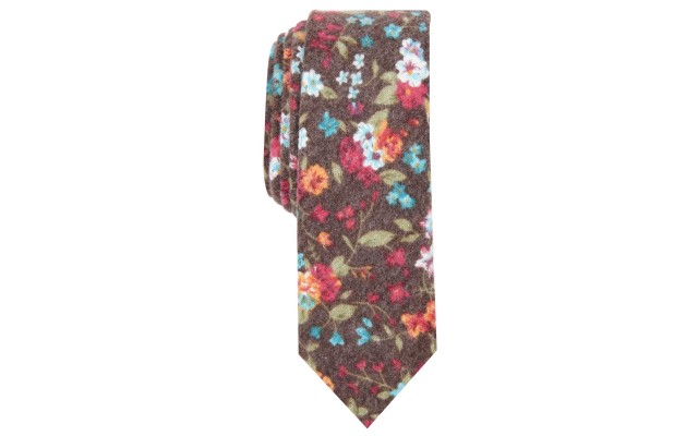  Men’s Holm Skinny Floral Tie (Brown)