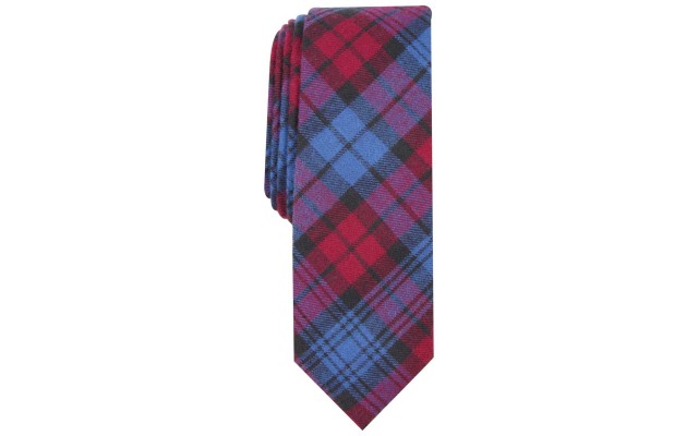  Men’s Shields Skinny Plaid Tie (Red)