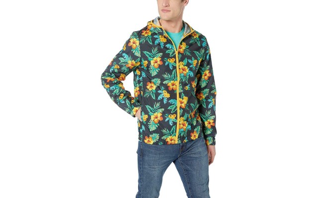  Men’s Tropical Floral-Print Hooded Windbreaker