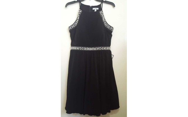 PEARL TRIM ITY CHOCKER  dress Black, SIZE 13