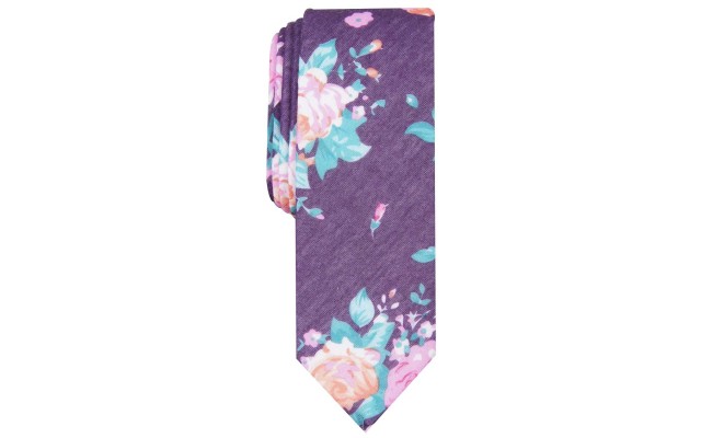 Penguin  Men’s Lynsey Skinny Floral Tie (Purple)