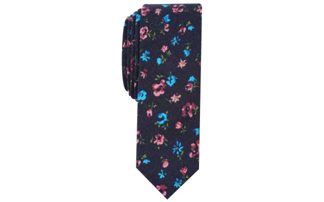 Penguin Men’s Wyman Skinny Floral Tie (Navy)